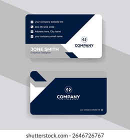 Clean Corporate Business Card Template with Contact Details and Logo for Professionals