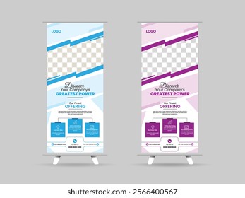 Clean corporate business Roll Up Banner stand template design. Modern roll up vector layout design. Banner stand for commercial and Multipurpose use professional design.