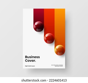 Clean corporate cover A4 design vector concept. Premium realistic spheres leaflet layout.