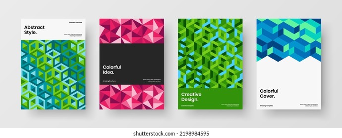 Clean corporate cover design vector template collection. Simple geometric pattern poster layout set.