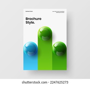 Clean corporate identity A4 design vector template. Fresh 3D balls handbill concept.