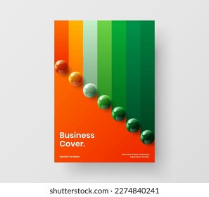 Clean corporate identity A4 vector design layout. Premium realistic spheres catalog cover template.