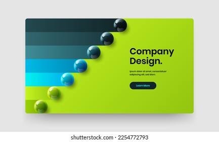 Clean corporate identity design vector template. Colorful 3D balls website concept.