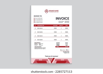 Clean corporate invoice template design