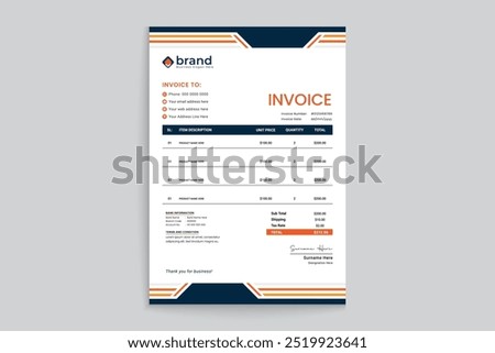 Clean corporate invoice template design