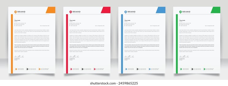 Clean corporate letterhead template design, Modern letterheads design template, Professional company letterheads template for business and project.