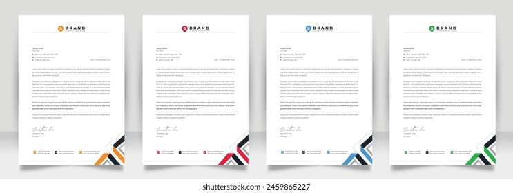 Clean corporate letterhead template design, Modern letterheads design template, Professional company letterheads template for business and project.