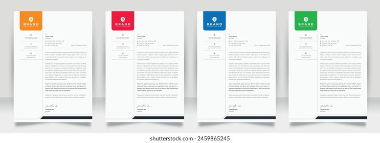 Clean corporate letterhead template design, Modern letterheads design template, Professional company letterheads template for business and project.