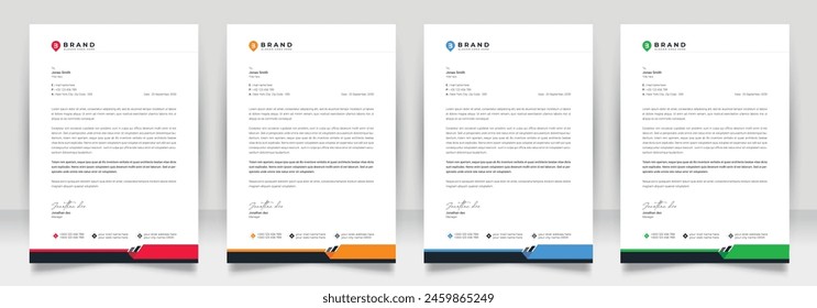 Clean corporate letterhead template design, Modern letterheads design template, Professional company letterheads template for business and project.