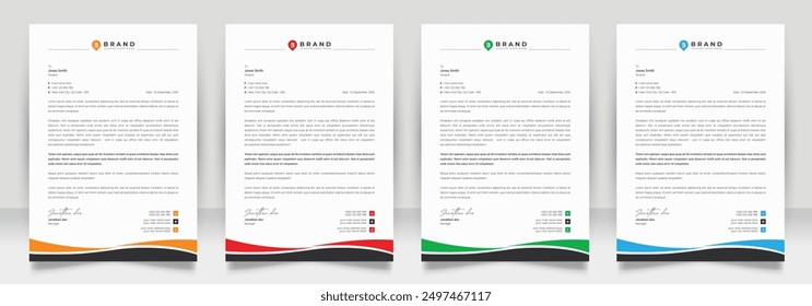 Clean corporate letterhead template design, Modern letterheads design template, Professional company letterheads template for business and project.