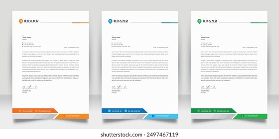 Clean corporate letterhead template design, Modern letterheads design template, Professional company letterheads template for business and project.