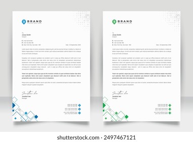 Clean corporate letterhead template design, Modern letterheads design template, Professional company letterheads template for business and project.