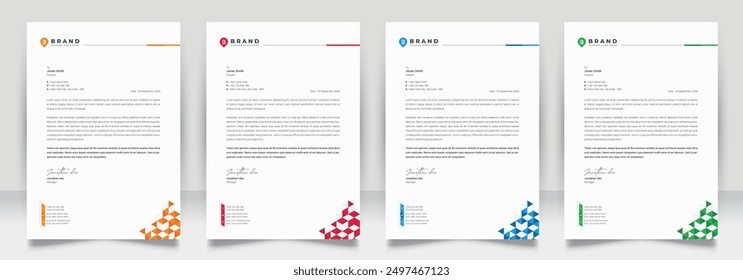 Clean corporate letterhead template design, Modern letterheads design template, Professional company letterheads template for business and project.