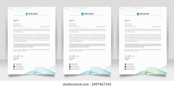 Clean corporate letterhead template design, Modern letterheads design template, Professional company letterheads template for business and project.