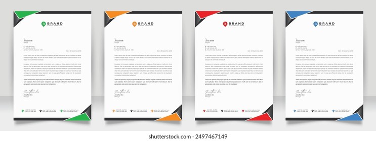 Clean corporate letterhead template design, Modern letterheads design template, Professional company letterheads template for business and project.
