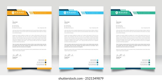 Diseño de Plantilla de membrete corporativo limpio, Plantilla de diseño de membretes moderna, diseño de membretes de empresa de Profesional para negocios y proyectos.