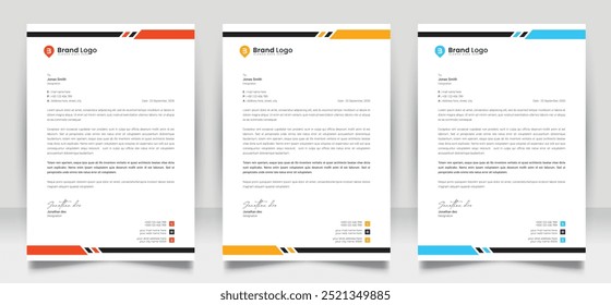 Clean corporate letterhead template design, Modern letterheads design template, Professional company letterheads layout for business and project.