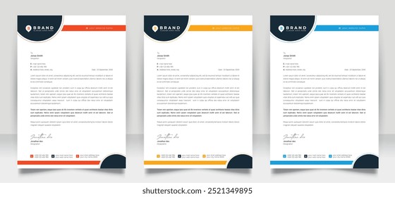 Clean corporate letterhead template design, Modern letterheads design template, Professional company letterheads layout for business and project.