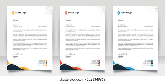 Clean corporate letterhead template design, Modern letterheads design template, Professional company letterheads layout for business and project.