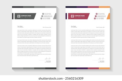 Clean corporate letterhead template design, Modern letterheads design template. Modern Creative and Clean business style letterhead bundle of your corporate project. Ready to print, A4 Size. Editable