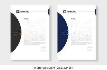 Clean corporate letterhead template design, Modern letterheads design template. Modern Creative and Clean business style letterhead bundle of your corporate project. Ready to print, A4 Size. Editable