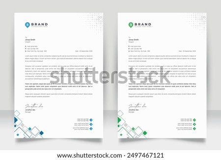 Clean corporate letterhead template design, Modern letterheads design template, Professional company letterheads template for business and project.