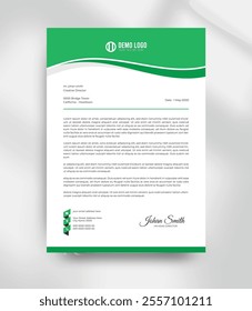 clean corporate modern green business letterhead design template