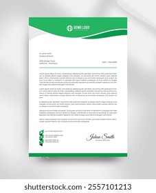 clean corporate modern green business letterhead design template
