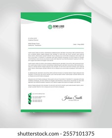 clean corporate modern green business letterhead design template