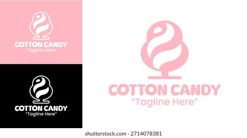 A clean cotton candy stick icon designed for modern dessert shops and playful food brands.