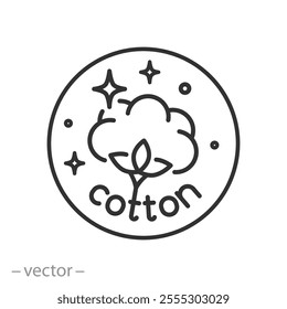 clean cotton icon, flower cotton bud, linear sign isolated on white background - editable stroke vector illustration eps10