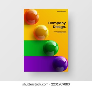 Clean cover design vector illustration. Trendy realistic balls pamphlet template.
