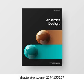 Clean cover vector design illustration. Modern realistic balls corporate brochure layout.