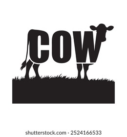 Clean Cow Logo Vector Design with Unique Negative Space Style