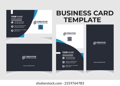 Clean and creative business card template design with portrait and landscape orientation. Modern business card horizontal and vertical layout.