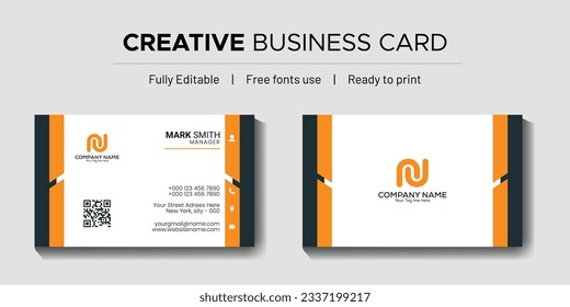 Clean and creative business card template vector. Orange business card template