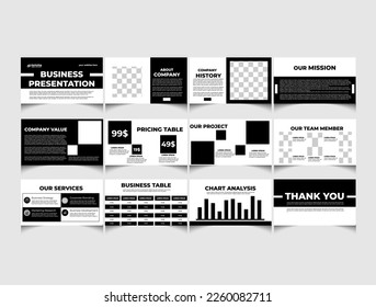 Clean and creative business plan presentation slides design template.