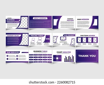 Clean and creative business plan presentation slides design template.