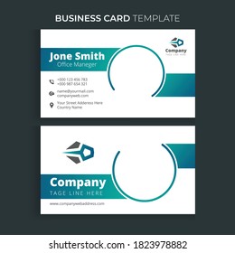 Clean and Creative Double-sided Business Card Design Template with blue gradient abstract color