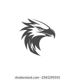 Clean, Creative Eagle head logo vector illustration, Modern and Minimalist Eagle Logo design, Black Eagle, Falcon, Hawk Symbol Mark isolated on background, Eagle Shield Logo