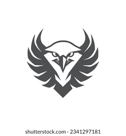Clean, Creative Eagle head logo, Modern and Minimalist Eagle Logo design vector illustration, Black Eagle, Falcon, Hawk Symbol Mark isolated on background, Eagle Shield Logo