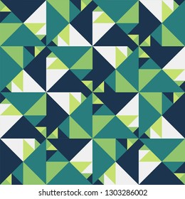 Clean Crisp Green And Blue Triangle Tangram Repeating Pattern