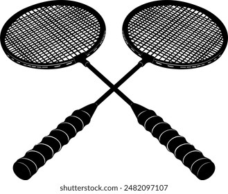 Clean and Crisp Quality Badminton Racket Racquets Double Crossed Racket Vector Graphics EPS, Illustration
