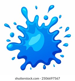 A clean and crisp vector illustration of a blue water splash, isolated on a white background. The splash features smooth, flowing curves and droplets, capturing the fluidity and motion of water 