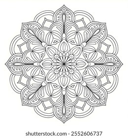 Uma ilustração vetorial limpa e nítida de uma mandala com um padrão simétrico e equilibrado 