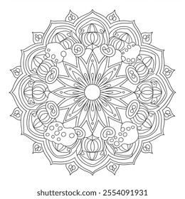 A clean and crisp vector illustration of a mandala with a symmetrical and balanced pattern 