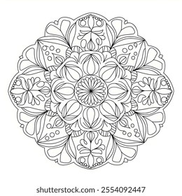 A clean and crisp vector illustration of a mandala with a symmetrical and balanced pattern 