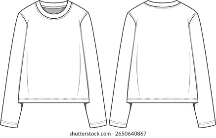 t-shirt de manga comprida regular de corte limpo