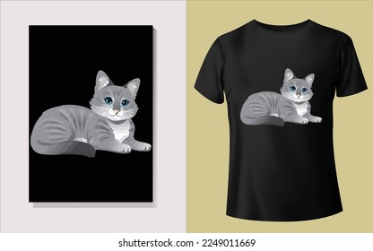 Clean Cute Cat Face design tee-shirt