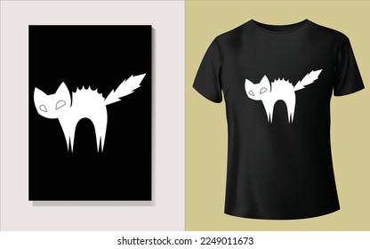 Clean Cute Cat Face design tee-shirt